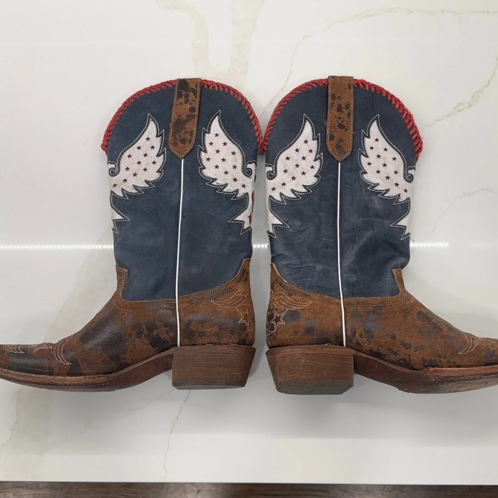 J.B. Dillon Leather Boots - Red white and blue - Picture 3 of 13